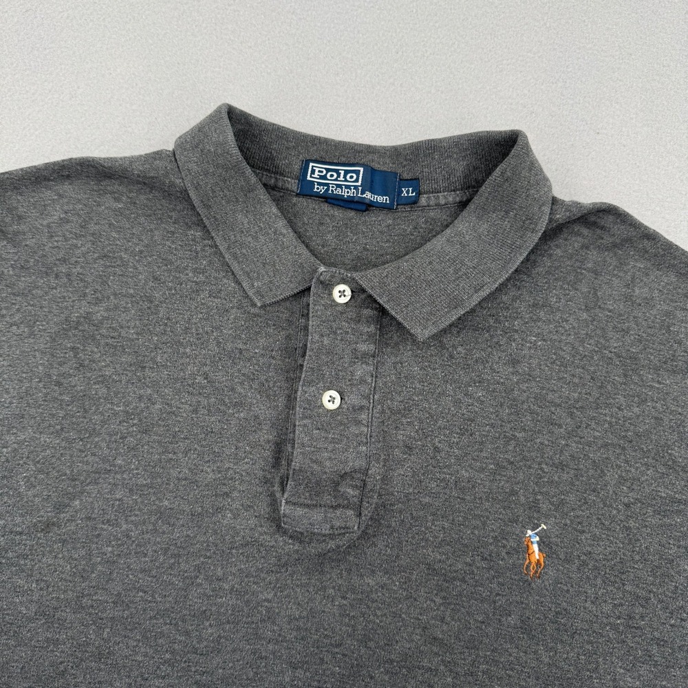Polo Ralph Lauren Short Sleeve Soft Cotton Polo Shirt Mens XL Gray Flesh Pony